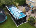 Piscina de contentor 6,11 x 2,5m prontos para uso com telhado, pacote premium